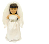 Doll Clothes Fits American Girl & Other 18" Inch Dolls White Bridal Dress