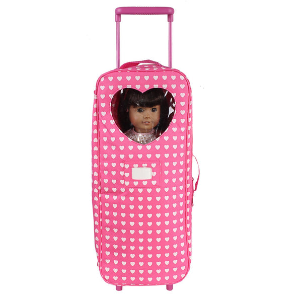 Doll Storage Carrying Case - (Pink Polka Dot) for Any 18 Doll - Organizer  Storage Traveling Accessories Case w Clear Window, Zipper, and Carrying