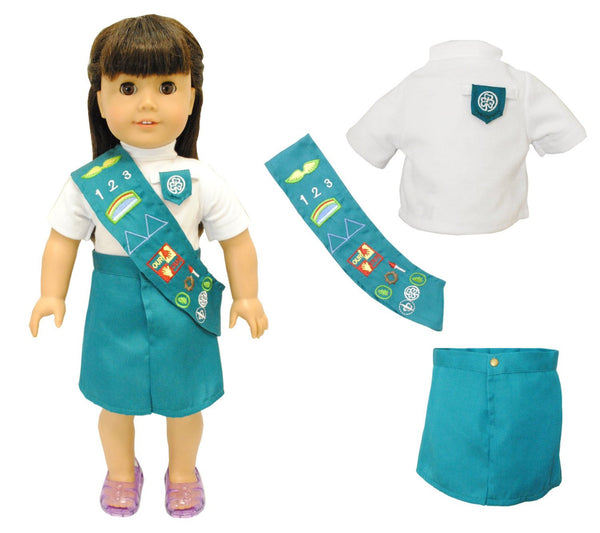 Junior Girl Scout Uniform Fits American Girl 18 Doll Clothes Pink Butterfly Closet