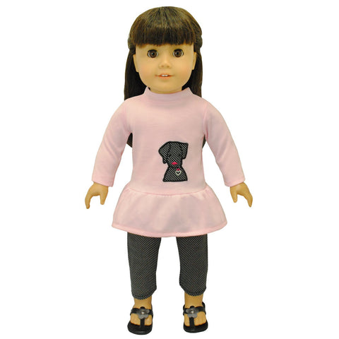 Doll Clothes Fits American Girl 18" Inch Legging & Pink Shirt Outfit