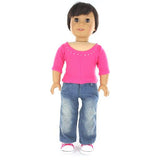 Doll Clothes Fits American Girl 18" Inch Long Sleeve & Pants Pink Outfit