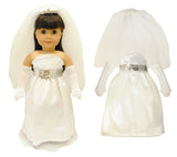 Doll Clothes Fits American Girl & Other 18" Inch Dolls White Bridal Dress