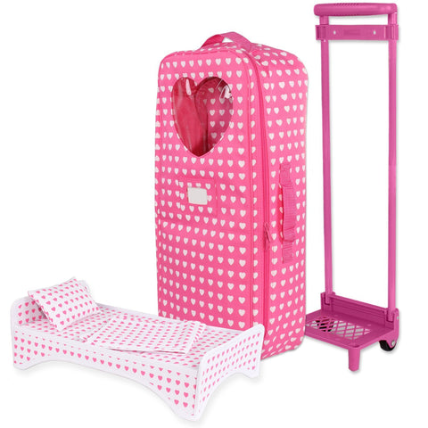Doll Clothes Fits American Girl & Other 18" Inch Dolls Carrier Trolly Bag Travel Acessories