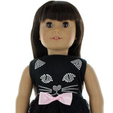 Doll Clothes Fits American Girl 18" Inch Outfit Cute Cat Black Dress