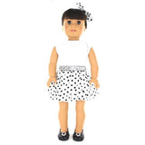 Doll Clothes Fits American Girl 18" Inch Polka Dots Black & White Dress